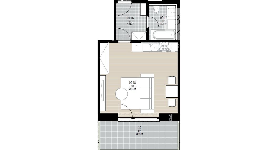 1KK byt C0 s predzáhradkou v novostavbe - REZIDENCIA GEMINI I -  Brezno